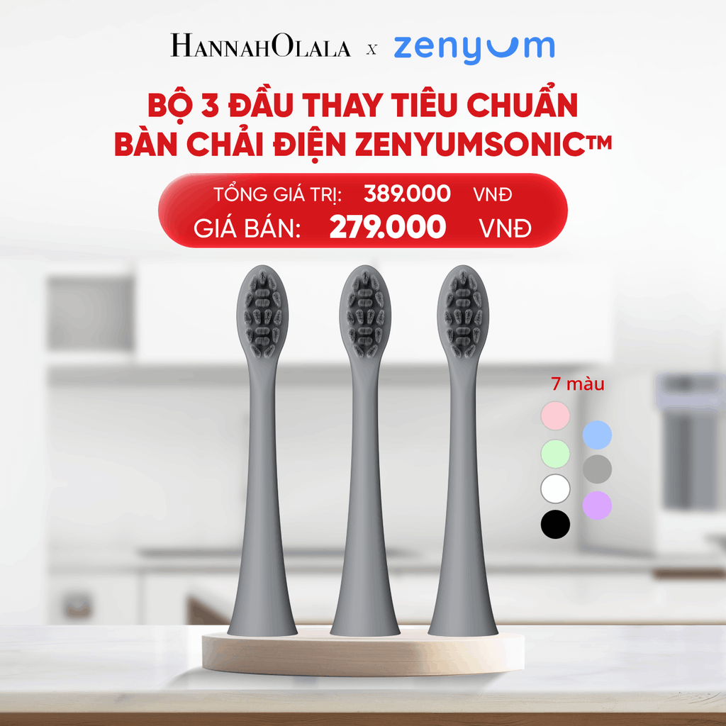  B176_DEAL 7: BỘ 3 ĐẦU THAY THẾ BÀN CHẢI ĐIỆN ZENYUM SONIC PHIÊN BẢN TIÊU CHUẨN 