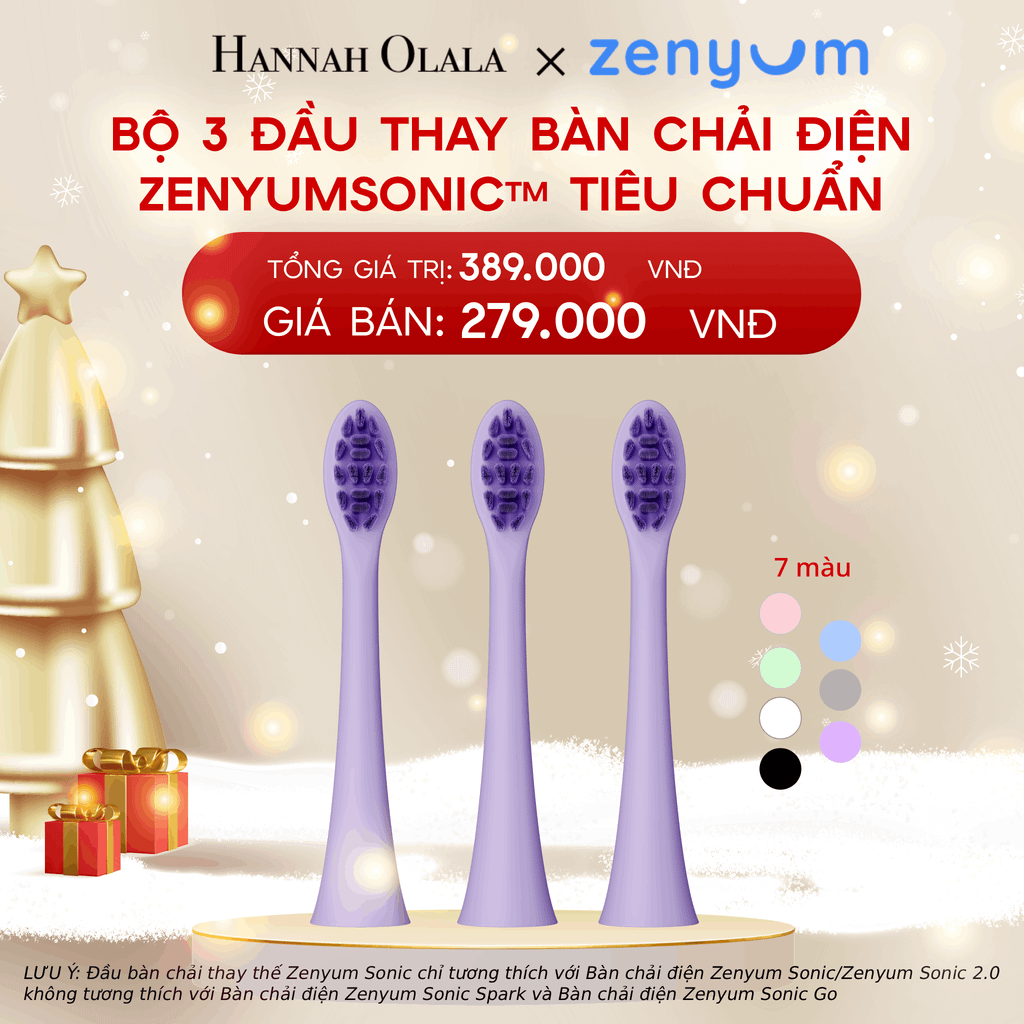  A1279_DEAL 7: BỘ 3 ĐẦU THAY THẾ BÀN CHẢI ĐIỆN ZENYUM SONIC PHIÊN BẢN TIÊU CHUẨN 
