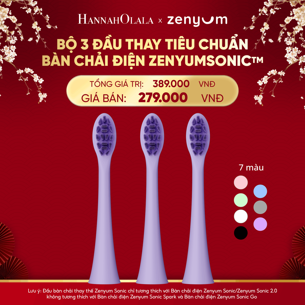  DEAL 7: BỘ 3 ĐẦU THAY THẾ BÀN CHẢI ĐIỆN ZENYUM SONIC PHIÊN BẢN TIÊU CHUẨN 