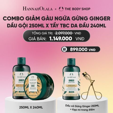 COMBO CHĂM TÓC DÀY PHỒNG TỰ NHIÊN, SẠCH GÀU NGỨA GINGER - TẨY TẾ BÀO CHẾT DA ĐẦU 240ML & DẦU GỘI 250ML_ A360 
