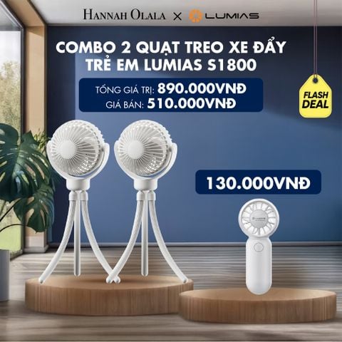  COMBO 2 QUẠT TREO XE ĐẨY TRẺ EM LUMIAS S1800 - DEAL 8 