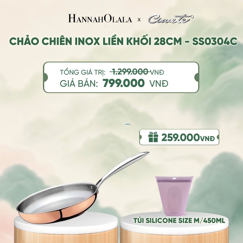  CHẢO CẠN INOX LIỀN KHỐI CAO CẤP CIWETE ROYAL KNIGHT - DEAL 8 - A2105 