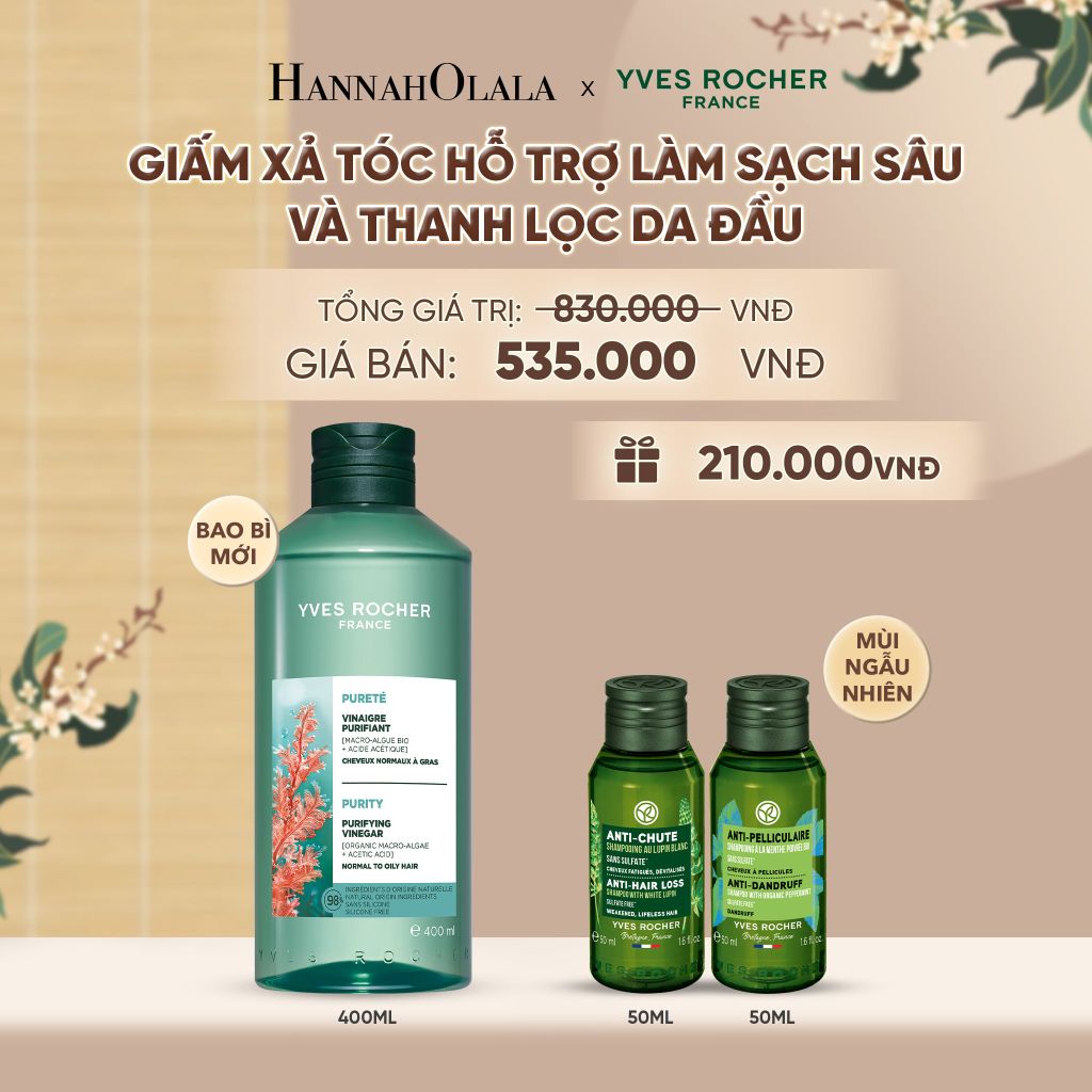  GIẤM XẢ TÓC HỖ TRỢ LÀM SẠCH SÂU VÀ THANH LỌC DA ĐẦU TẶNG 2 MINI DẦU GỘI NGẪU NHIÊN - A2262 