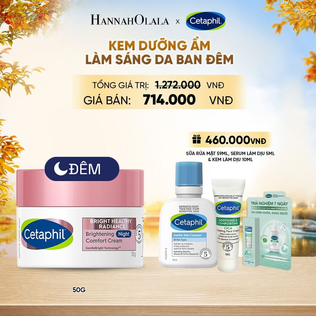  KEM DƯỠNG ẨM SÁNG DA BAN ĐÊM DỊU LÀNH CHO DA NHẠY CẢM CETAPHIL BRIGHT HEALTHY RADIANCE NIGHT CREAM 50G DEAL 8: - E1755 