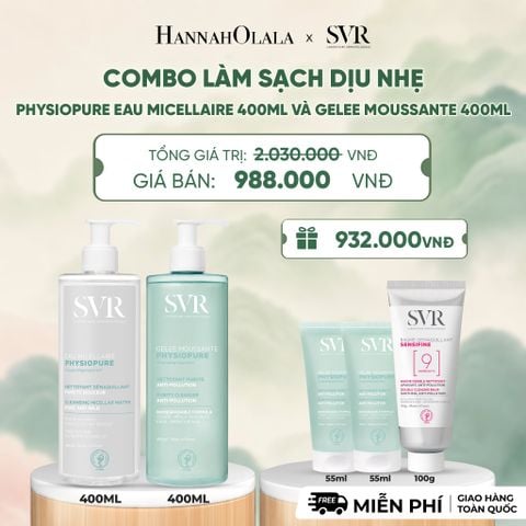  COMBO LÀM SẠCH DỊU NHẸ NƯỚC TẨY TRANG PHYSIOPURE EAU MICELLAIRE 400ML VÀ GEL RỬA MẶT GELEE MOUSSANTE 400ML - DEAL 8 - A1343 