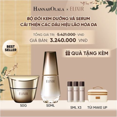  COMBO SERUM KÍCH HOẠT TRẺ HÓA LÀN DA EIS THE SERUM AA 50ML & KEM DƯỠNG CẢI THIỆN CHẢY XỆ NGĂN NGỪA LÃO HÓA ELIXIR TOTAL V FIRMING CREAM 50G - DEAL 13 - A1267 