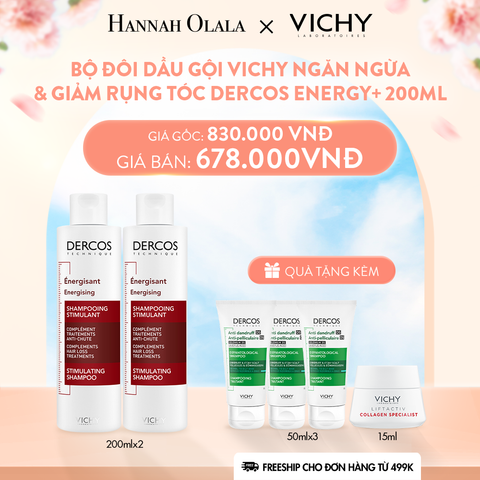  A914_DEAL 8 BỘ ĐÔI DẦU GỘI VICHY NGĂN NGỪA & GIẢM RỤNG TÓC DERCOS ENERGY+ 200ML 