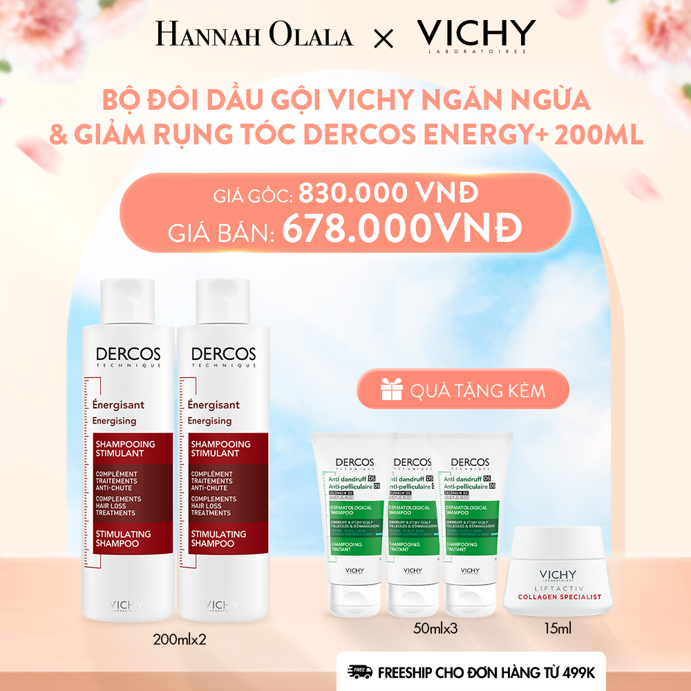  A914_DEAL 8 BỘ ĐÔI DẦU GỘI VICHY NGĂN NGỪA & GIẢM RỤNG TÓC DERCOS ENERGY+ 200ML 