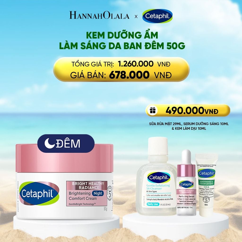  KEM DƯỠNG ẨM SÁNG DA BAN ĐÊM DỊU LÀNH CHO DA NHẠY CẢM CETAPHIL BRIGHT HEALTHY RADIANCE NIGHT CREAM 50G 