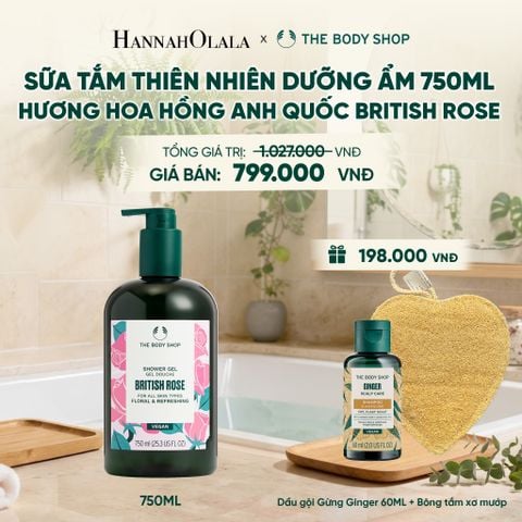  SỮA TẮM THIÊN NHIÊN DƯỠNG ẨM DA HƯƠNG HOA HỒNG ANH QUỐC BRITISH ROSE 750ML - M08 