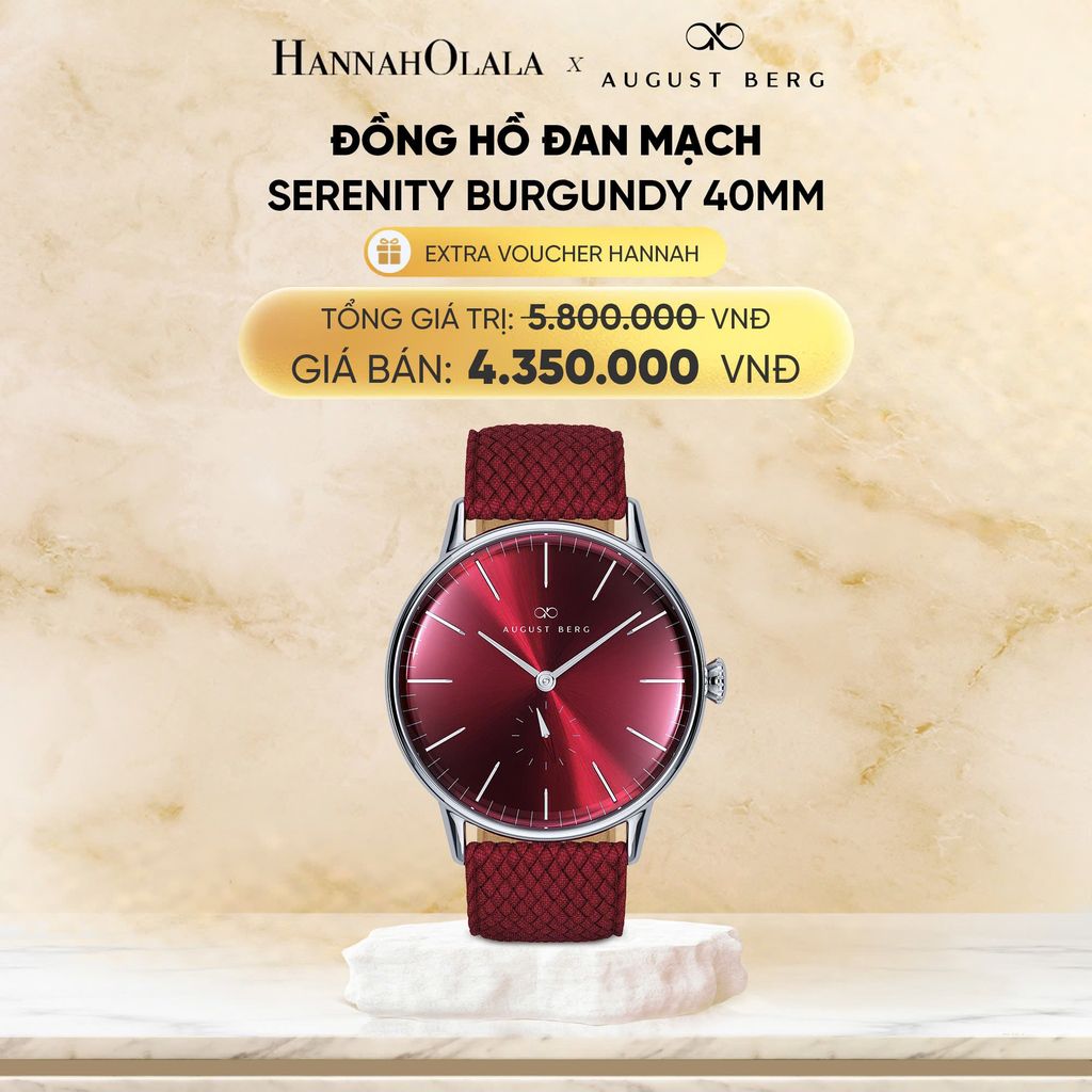  DEAL 8: ĐỒNG HỒ ĐAN MẠCH AUGUST BERG - MẶT SERENITY BURGUNDY 40MM - DÂY PERLON 