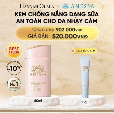  SỮA CHỐNG NẮNG DƯỠNG DA DỊU NHẸ AN TOÀN CHO DA NHẠY CẢM VÀ TRẺ EM ANESSA MILD MILK SPF50+ PA++++ 60ML - DEAL 8 