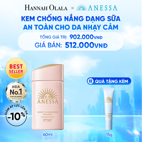  KEM CHỐNG NẮNG DẠNG SỮA DƯỠNG DA DỊU NHẸ AN TOÀN CHO DA NHẠY CẢM VÀ TRẺ EM ANESSA MILD MILK SPF50+ PA++++ 60ML 