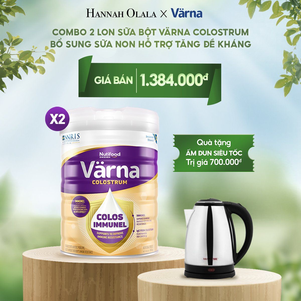  E64_DEAL 8: COMBO 2 LON SỮA BỘT VARNA COLOSTRUM LON 850G - HỖ TRỢ TĂNG ĐỀ KHÁNG 