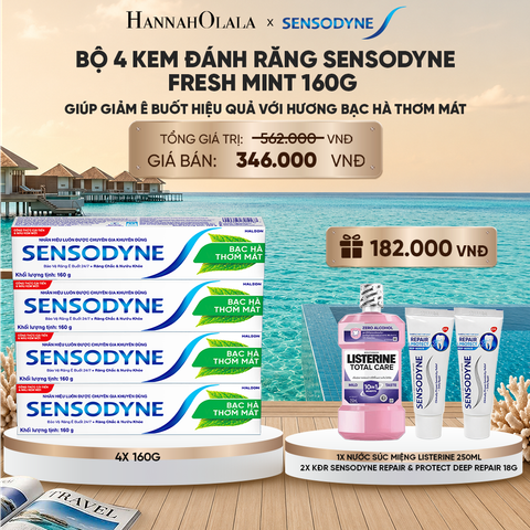  BỘ 4 KEM ĐÁNH RĂNG SENSODYNE FRESH MINT 160G GIÚP GIẢM Ê BUỐT HIỆU QUẢ VỚI HƯƠNG BẠC HÀ THƠM MÁT_ D507 