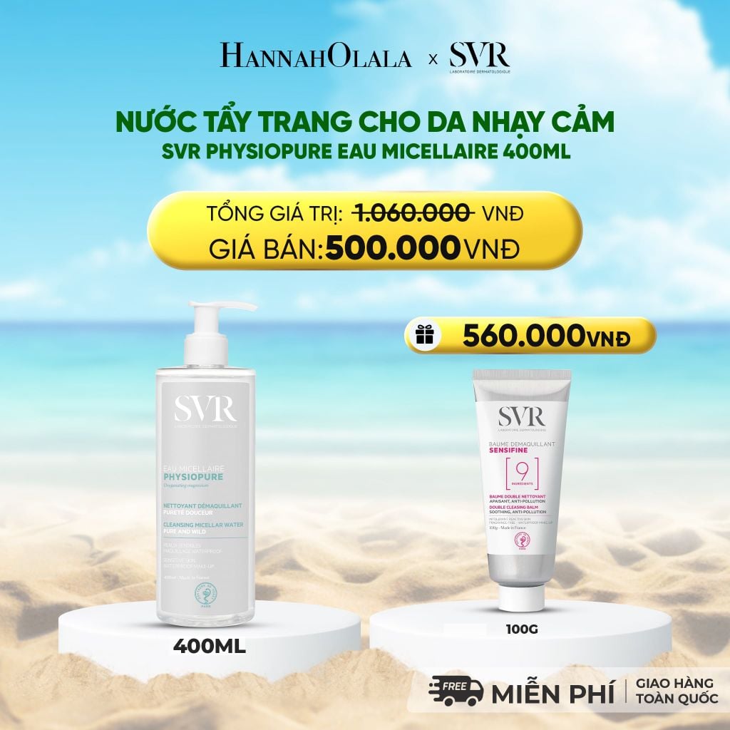  DEAL 08: NƯỚC TẨY TRANG CHO DA NHẠY CẢM SVR PHYSIOPURE EAU MICELLAIRE 400ML 