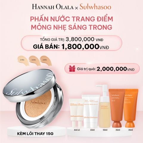  E884_DEAL 8: PHẤN NƯỚC TRANG ĐIỂM MỎNG NHẸ SÁNG TRONG (KÈM LÕI THAY THẾ) SULWHASOO PERFECTING CUSHION AIRY 15GX2 