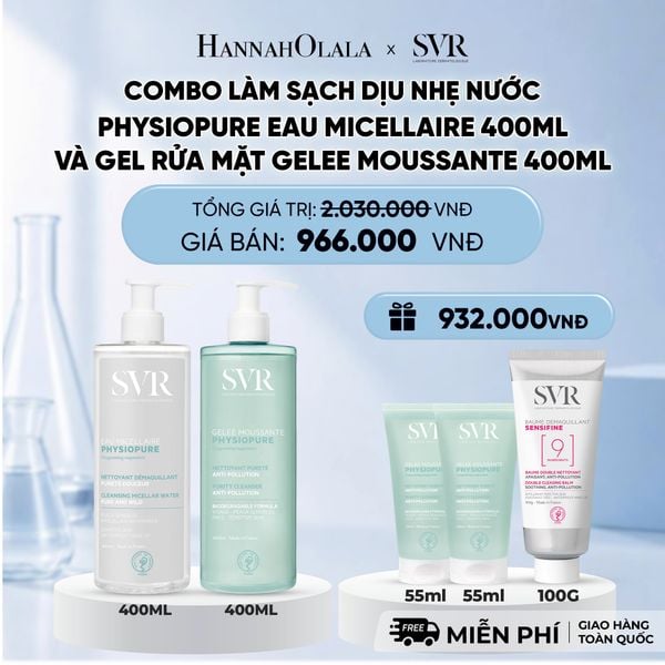  COMBO LÀM SẠCH DỊU NHẸ NƯỚC TẨY TRANG PHYSIOPURE EAU MICELLAIRE 400ML VÀ GEL RỬA MẶT GELEE MOUSSANTE 400ML - DEAL 8 