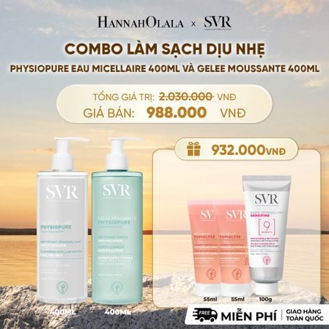  COMBO LÀM SẠCH DỊU NHẸ NƯỚC TẨY TRANG PHYSIOPURE EAU MICELLAIRE 400ML VÀ GEL RỬA MẶT GELEE MOUSSANTE 400ML - DEAL 8 - B508 