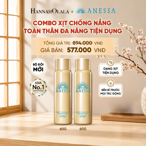  COMBO XỊT CHỐNG NẮNG DƯỠNG DA ĐA NĂNG TIỆN DỤNG BẢO VỆ HOÀN HẢO ANESSA GOLD SPRAY SPF50+ PA++++ 60GX2 - DEAL 8 
