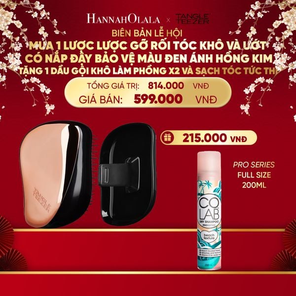  DEAL 8: [MUA 1 TẶNG 1] LƯỢC GỠ RỐI CÓ NẮP ĐẬY TIỆN DỤNG MÀU ĐEN HỒNG ÁNH KIM TẶNG 1 DẦU GỘI KHÔ LÀM PHỒNG X2 VÀ SẠCH TÓC TỨC THÌ 