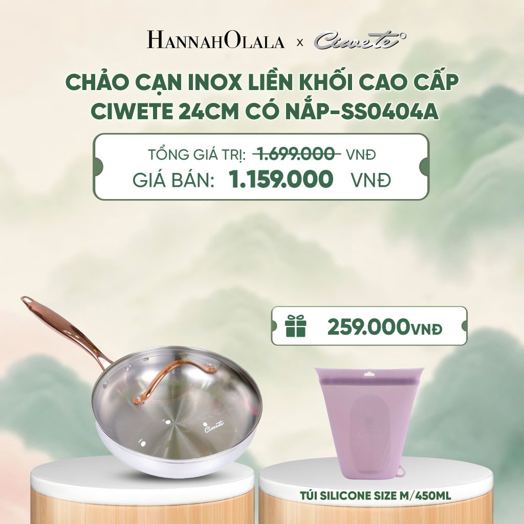  CHẢO CẠN INOX LIỀN KHỐI CAO CẤP CIWETE ROYAL KNIGHT - DEAL 8 - A2105 