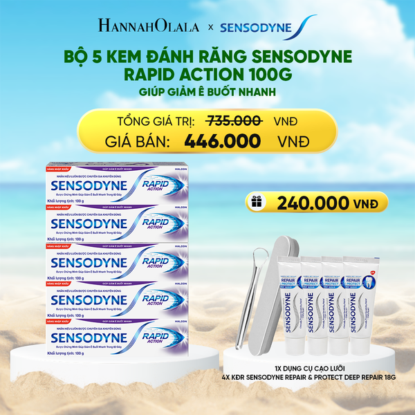  BỘ 5 KEM ĐÁNH RĂNG SENSODYNE RAPID ACTION 100G GIÚP GIẢM Ê BUỐT NHANH 