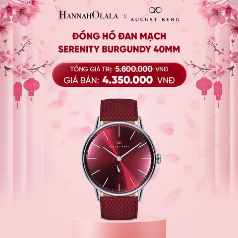  DEAL 8: ĐỒNG HỒ ĐAN MẠCH AUGUST BERG - MẶT SERENITY BURGUNDY 40MM - DÂY PERLON 