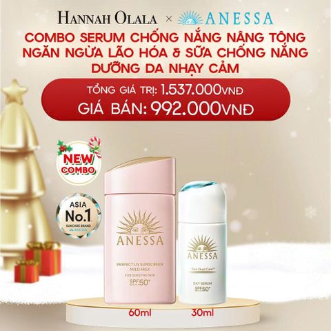  DEAL 8: COMBO SERUM CHỐNG NẮNG & SỮA CHỐNG NẮNG BẢO VỆ VÀ DƯỠNG DA AN TOÀN CHO DA NHẠY CẢM ANESSA DAY SERUM 30ML + MILD MILK 60ML 