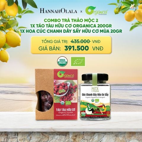  COMBO TRÀ THẢO MỘC 2: 2 X TÁO TÀU HỮU CƠ ORGANICA 200GR + 1 X HOA CÚC CHANH DÂY SẤY HỮU CƠ MÙA 20GR - DEAL 8 
