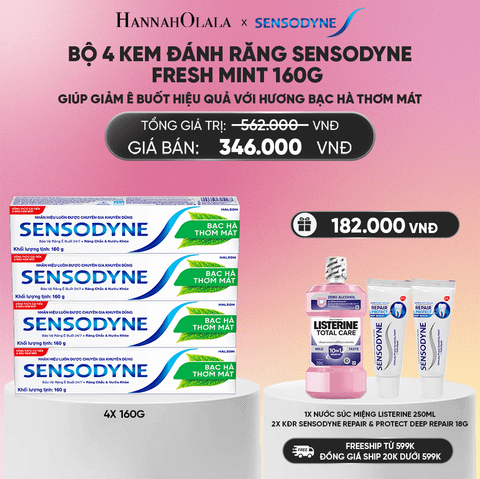  BỘ 4 KEM ĐÁNH RĂNG SENSODYNE FRESH MINT 160G GIÚP GIẢM Ê BUỐT HIỆU QUẢ VỚI HƯƠNG BẠC HÀ THƠM MÁT_A578 