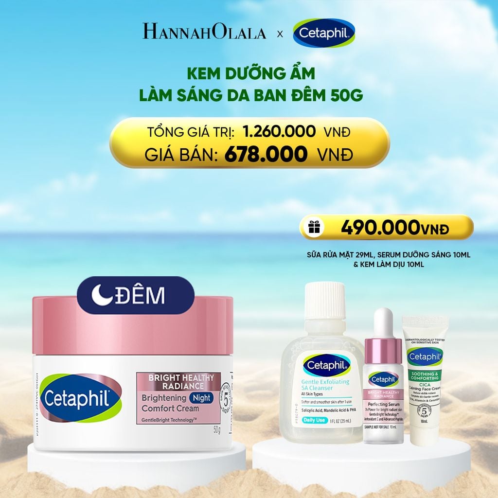  DEAL 8: KEM DƯỠNG ẨM SÁNG DA BAN ĐÊM DỊU LÀNH CHO DA NHẠY CẢM CETAPHIL BRIGHT HEALTHY RADIANCE NIGHT CREAM 50G 