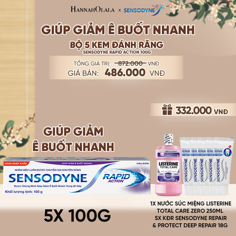  BỘ 5 KEM ĐÁNH RĂNG SENSODYNE RAPID ACTION 100G GIÚP GIẢM Ê BUỐT NHANH - A2635 
