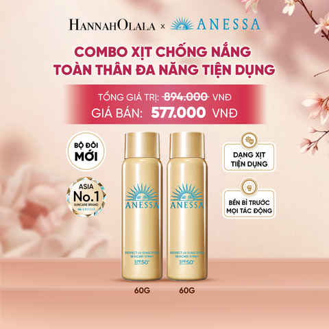  COMBO XỊT CHỐNG NẮNG DƯỠNG DA ĐA NĂNG TIỆN DỤNG BẢO VỆ HOÀN HẢO ANESSA GOLD SPRAY SPF50+ PA++++ 60GX2 - DEAL 8 - A1643 