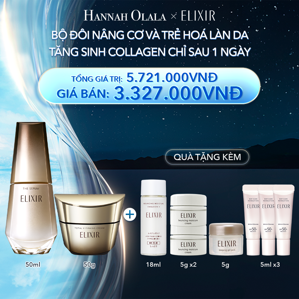  A53_DEAL 8: COMBO SERUM KÍCH HOẠT TRẺ HÓA LÀN DA EIS THE SERUM AA 50ML & KEM DƯỠNG CẢI THIỆN CHẢY XỆ NGĂN NGỪA LÃO HÓA ELIXIR TOTAL V FIRMING CREAM 50G 