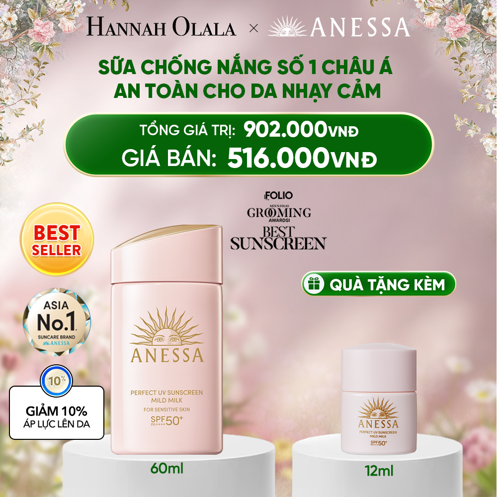  DEAL 8: SỮA CHỐNG NẮNG DƯỠNG DA DỊU NHẸ AN TOÀN CHO DA NHẠY CẢM VÀ TRẺ EM ANESSA MILD MILK SPF50+ PA++++ 60ML 