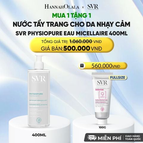  [MUA 1 TẶNG 1] NƯỚC TẨY TRANG CHO DA NHẠY CẢM SVR PHYSIOPURE EAU MICELLAIRE 400ML - DEAL 08 