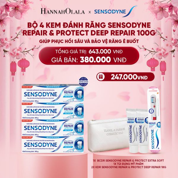  A760_DEAL 8: BỘ 4 KEM ĐÁNH RĂNG SENSODYNE REPAIR & PROTECT DEEP REPAIR 100G GIÚP PHỤC HỒI SÂU VÀ BẢO VỆ RĂNG Ê BUỐT 