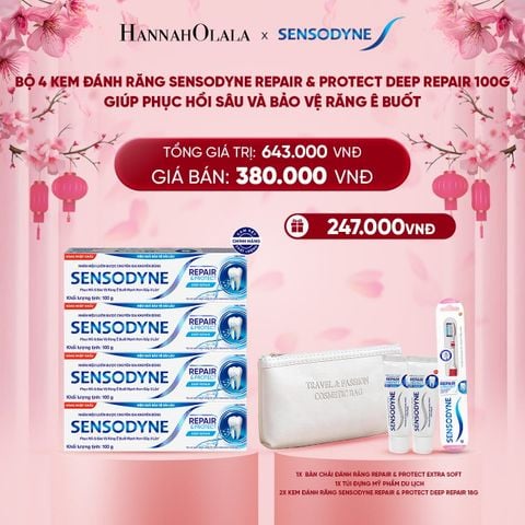  DEAL 8: BỘ 4 KEM ĐÁNH RĂNG SENSODYNE REPAIR & PROTECT DEEP REPAIR 100G GIÚP PHỤC HỒI SÂU VÀ BẢO VỆ RĂNG Ê BUỐT 