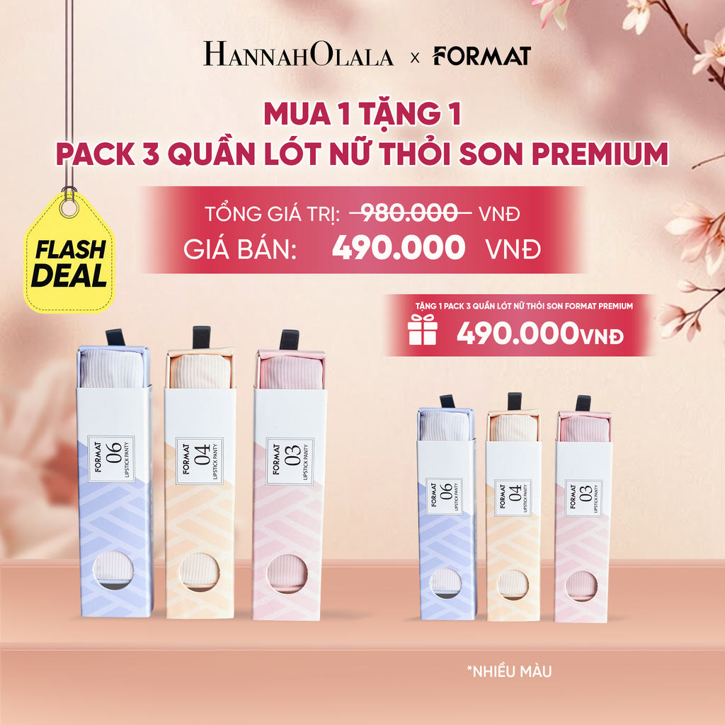  [FLASH DEAL] MUA 1 TẶNG 1 PACK 3 QUẦN LÓT NỮ THỎI SON FORMAT PREMIUM - NHIỀU MÀU - 10000102 _ DEAL 8 - A2352 