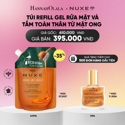  TÚI REFILL GEL RỬA MẶT VÀ TẮM TOÀN THÂN TỪ MẬT ONG NUXE REVE DE MIEL 400ML_A889 