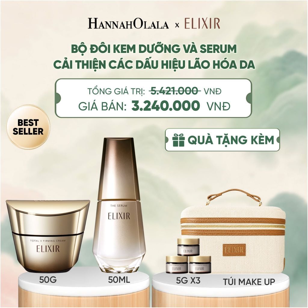  COMBO SERUM KÍCH HOẠT TRẺ HÓA LÀN DA EIS THE SERUM AA 50ML & KEM DƯỠNG CẢI THIỆN CHẢY XỆ NGĂN NGỪA LÃO HÓA ELIXIR TOTAL V FIRMING CREAM 50G - DEAL 13 - A1235 
