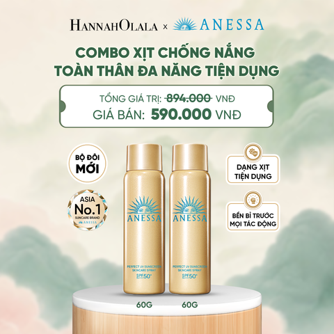  COMBO XỊT CHỐNG NẮNG DƯỠNG DA ĐA NĂNG TIỆN DỤNG BẢO VỆ HOÀN HẢO ANESSA GOLD SPRAY SPF50+ PA++++ 60GX2 - DEAL 8 - A1200 