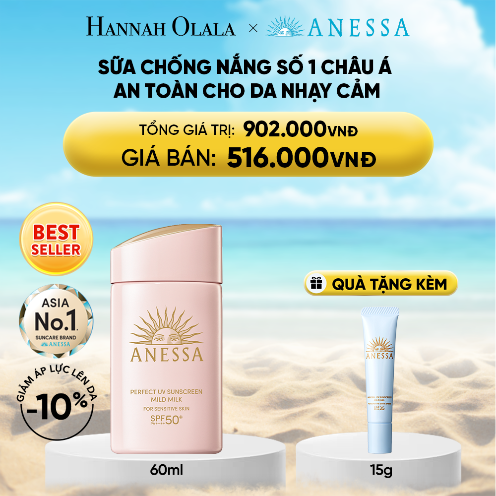  DEAL 8: SỮA CHỐNG NẮNG DƯỠNG DA DỊU NHẸ AN TOÀN CHO DA NHẠY CẢM VÀ TRẺ EM ANESSA MILD MILK SPF50+ PA++++ 60ML 