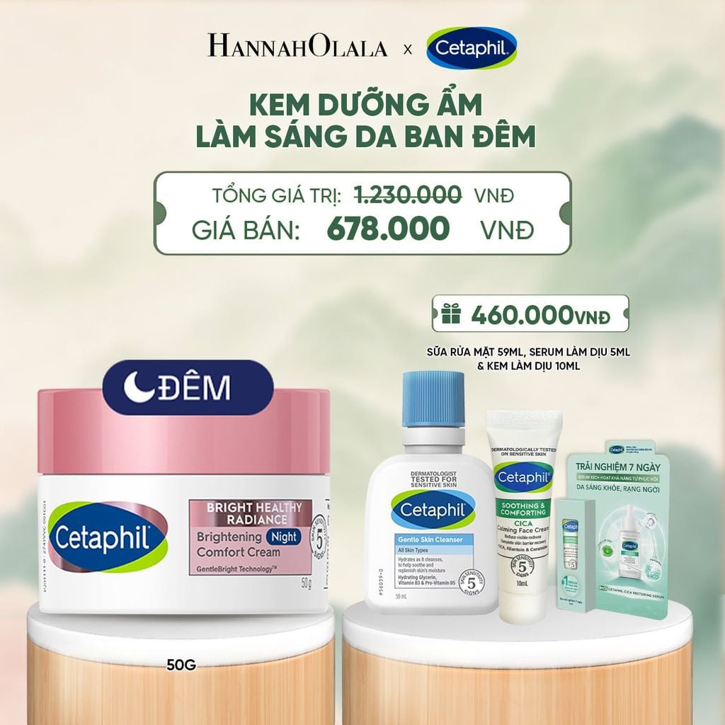  KEM DƯỠNG ẨM SÁNG DA BAN ĐÊM DỊU LÀNH CHO DA NHẠY CẢM CETAPHIL BRIGHT HEALTHY RADIANCE NIGHT CREAM 50G DEAL 8: - A1289 