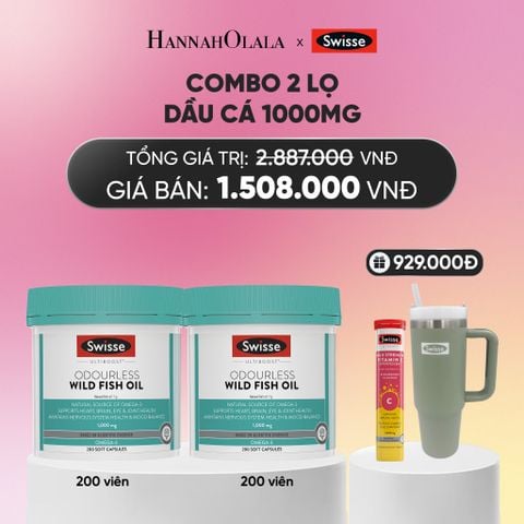  COMBO 2 LỌ DẦU CÁ SWISSE ULTIBOOST ODOURLESS WILD FISH OIL 1000MG 200 VIÊN/LỌ_A406 