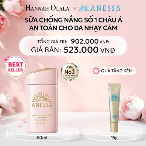  E349: BU 2: SỮA CHỐNG NẮNG DƯỠNG DA DỊU NHẸ AN TOÀN CHO DA NHẠY CẢM VÀ TRẺ EM ANESSA MILD MILK SPF50+ PA++++ 60ML 