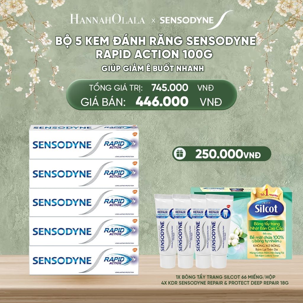  DEAL 8: BỘ 5 KEM ĐÁNH RĂNG SENSODYNE RAPID ACTION 100G GIÚP GIẢM Ê BUỐT NHANH 