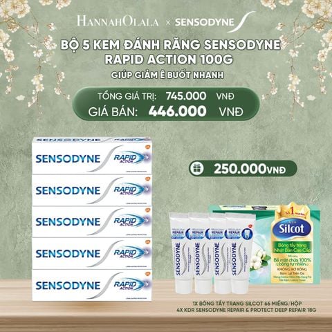  DEAL 8: BỘ 5 KEM ĐÁNH RĂNG SENSODYNE RAPID ACTION 100G GIÚP GIẢM Ê BUỐT NHANH 