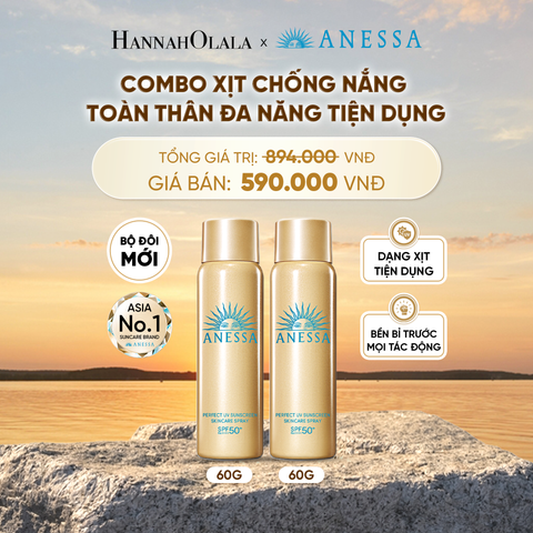  COMBO XỊT CHỐNG NẮNG DƯỠNG DA ĐA NĂNG TIỆN DỤNG BẢO VỆ HOÀN HẢO ANESSA GOLD SPRAY SPF50+ PA++++ 60GX2 - DEAL 8 - B536 